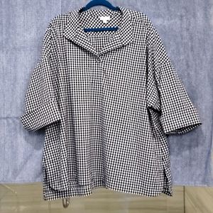 JJill Black and White Gingham Blouse